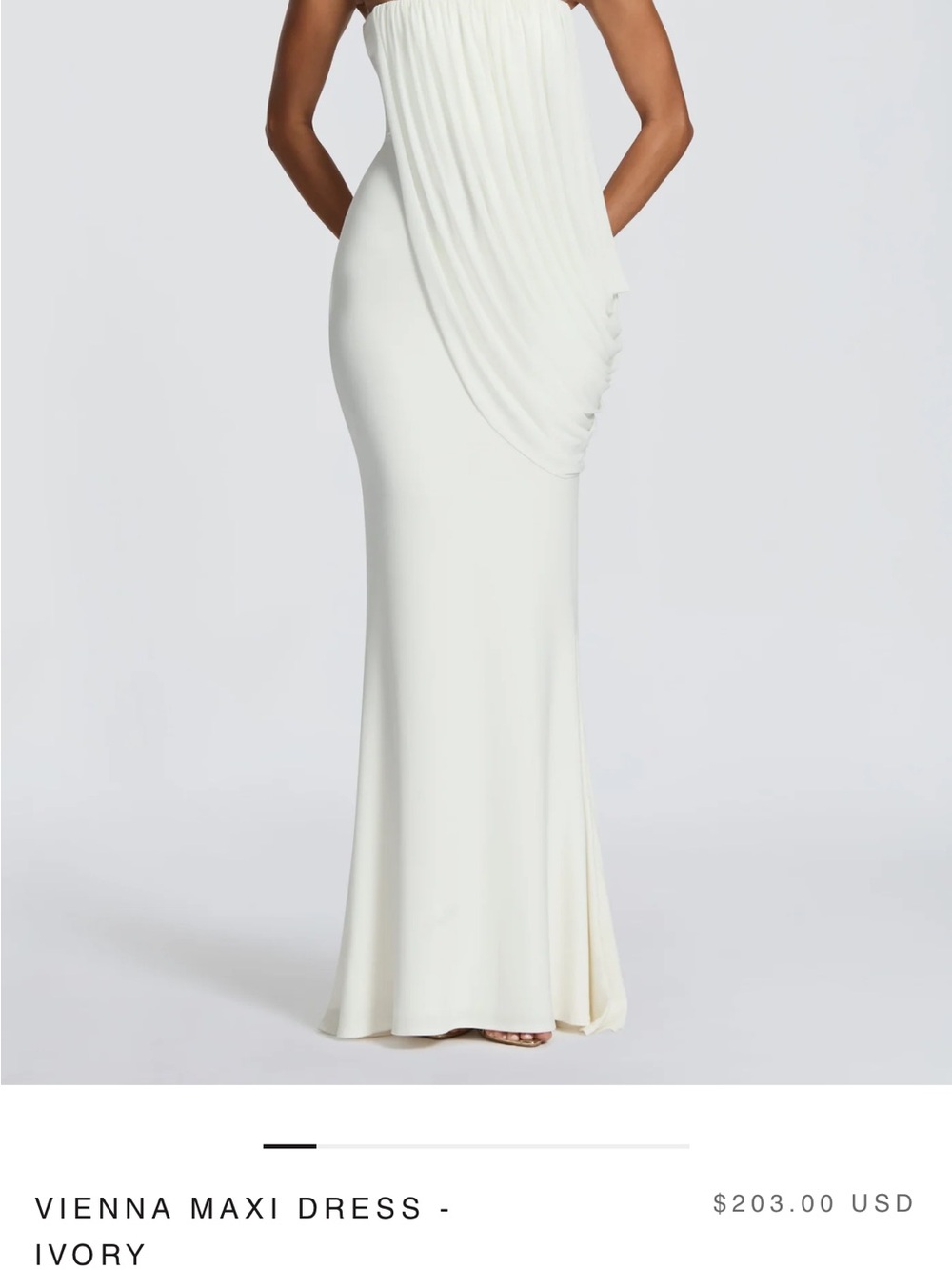 Strapless Ivory Maxi Dress with Draped Bodice